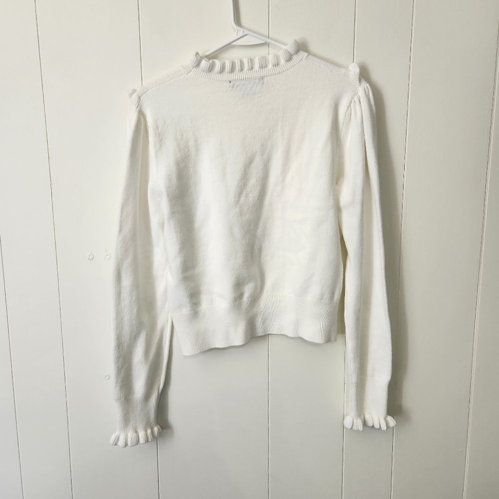 French Connection White Ruffle Sweater - Picture 8 of 8